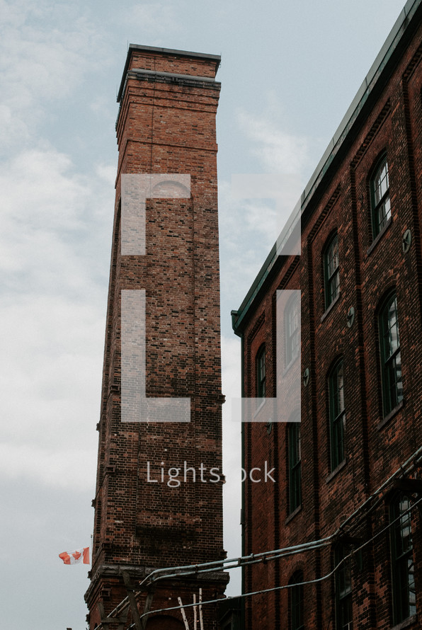 Brick clocktower in the Distillery District in Toronto, Canada.
