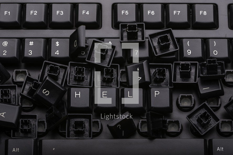 Help spelled out on a computer keyboard 