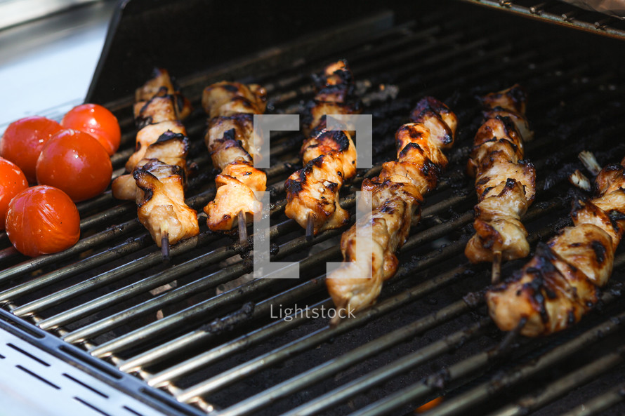 chicken kabobs on the grill 