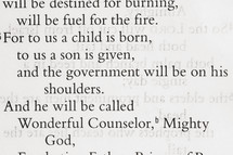 Bible verse - FOR TO US A CHILD IS BORN Isaiah 9:6