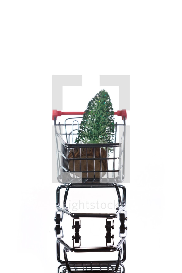 Christmas tree in a shopping cart 