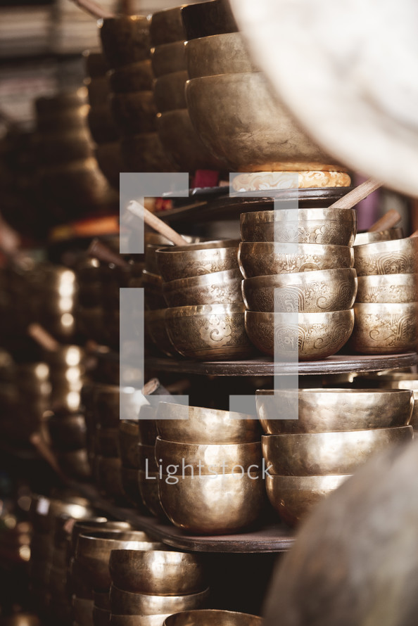 brass bowls in Tibet 