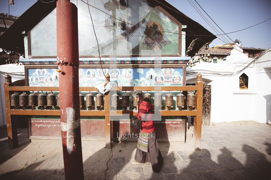 A prayer wheel in Tibet