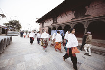 women walking on the streets of Nepal 