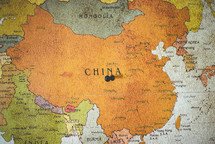 pin in a map of China 