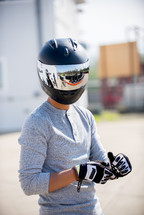 man in a helmet and gloves