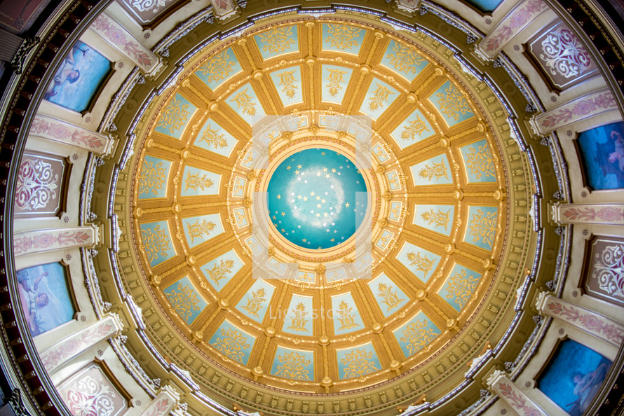 stars painted at the top of a dome 