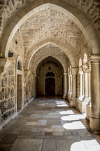 interior of an old church in the holy land 