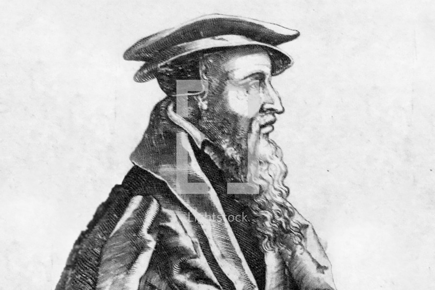 A drawing of John Calvin.