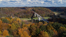 fall foliage and bridge 