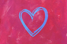 teal heart on pink 