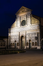 Basilica of Santa Maria Novella at night.  Florence, Italy.