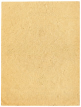 Blank beige sheet of old paper isolated on white. Empty background with vintage texture.