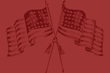 American flags in red 