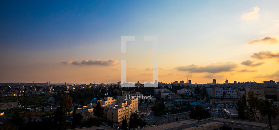 Jerusalem skyline at dusk 