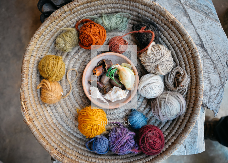 balls of yarn in a basket 