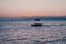 boat on a sea in evening 