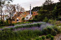 flower garden and unique church in Spain 