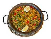 Traditional Spanish rice: Paella and vegetables - Vegetarian recipe