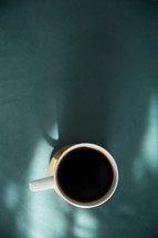 overhead view of a coffee mug 