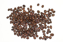 coffee beans against a white background.
