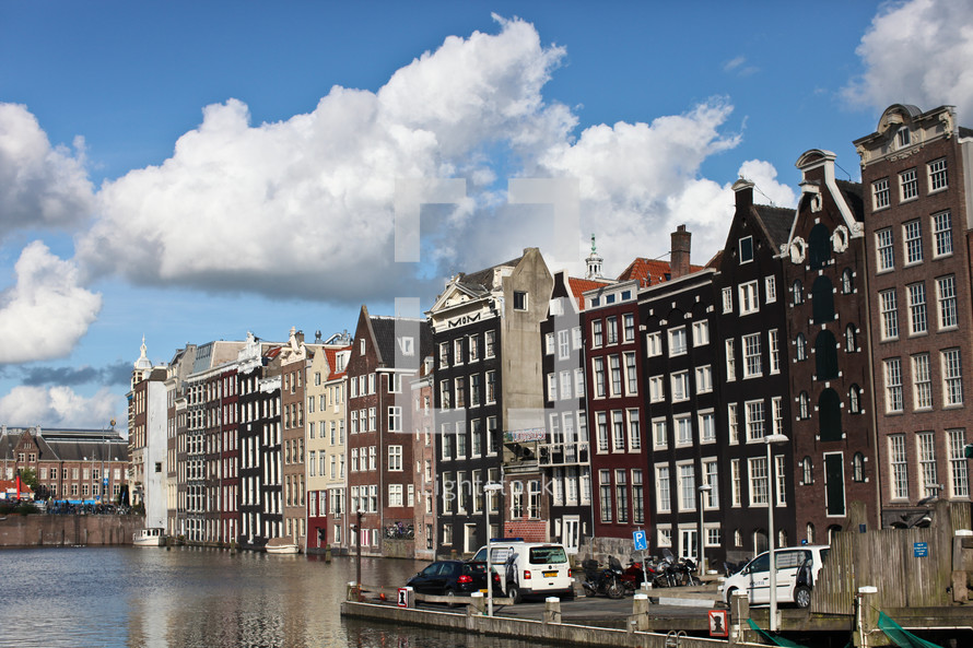 row houses on Amsterdam waterfront