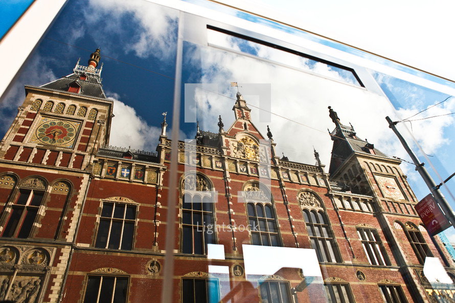 A reflections of Amsterdam Central Station
