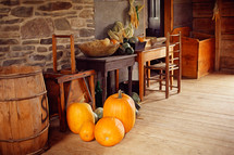 pumpkins in an old farm house 