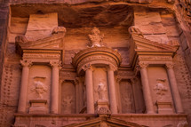 Petra: ancient temple carved into red rock