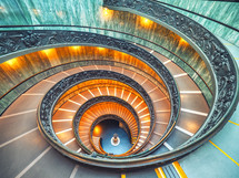 Bramante Staircase is a double helix, having two staircases allowing people to ascend without meeting people descending