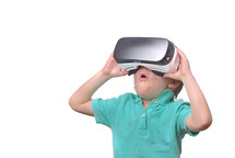 a child with VR glasses 