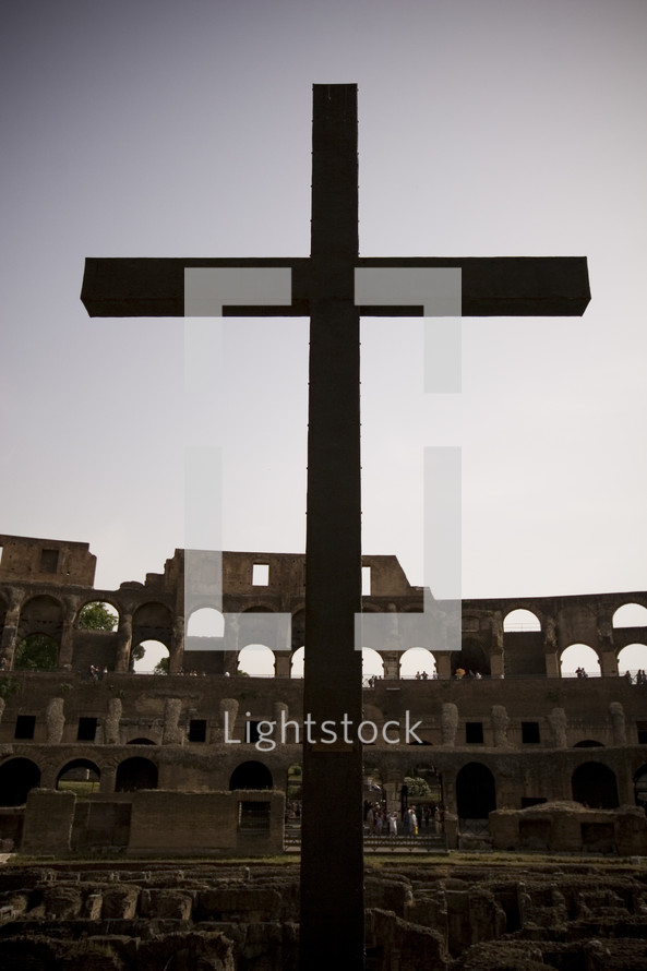 cross in the Coliseum in Rome