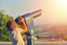 tourist telescope eyepiece. Travel tourist destination landscape magnification
