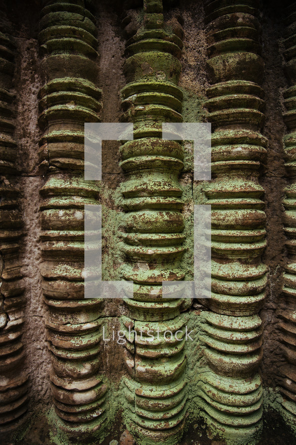 sculptural wall with moss