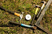 tools in grass 