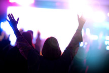 raised hands at a worship service 
