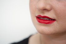 lips in red lipstick 