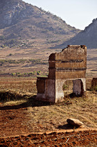 Ruins and a hill in Malawi, Africa. 