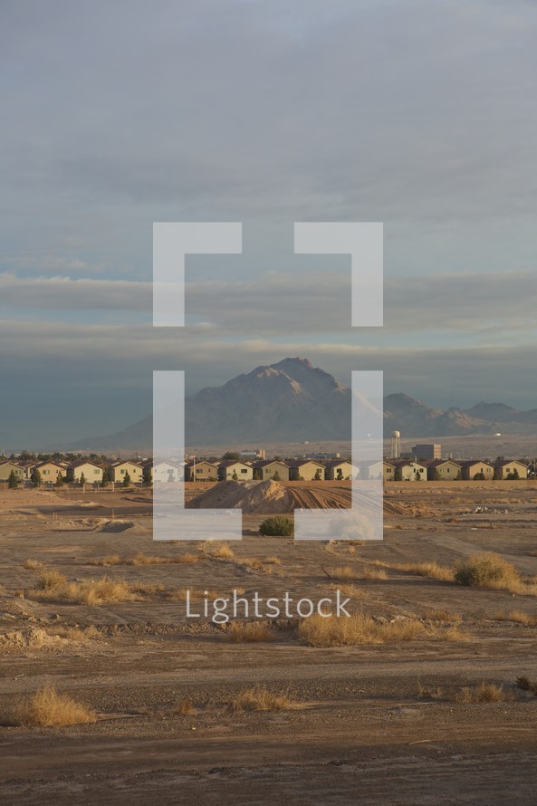 houses in a neighborhood in Las Vegas and a view of a mountain