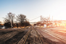 railroad tracks and a bridge 