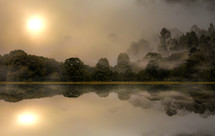 fog over a lake 