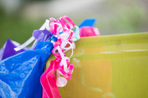ribbons and streamers at a birthday party 