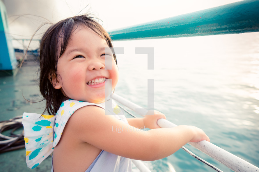 happy child on a boat 