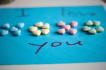 i love you, and conversation hearts 