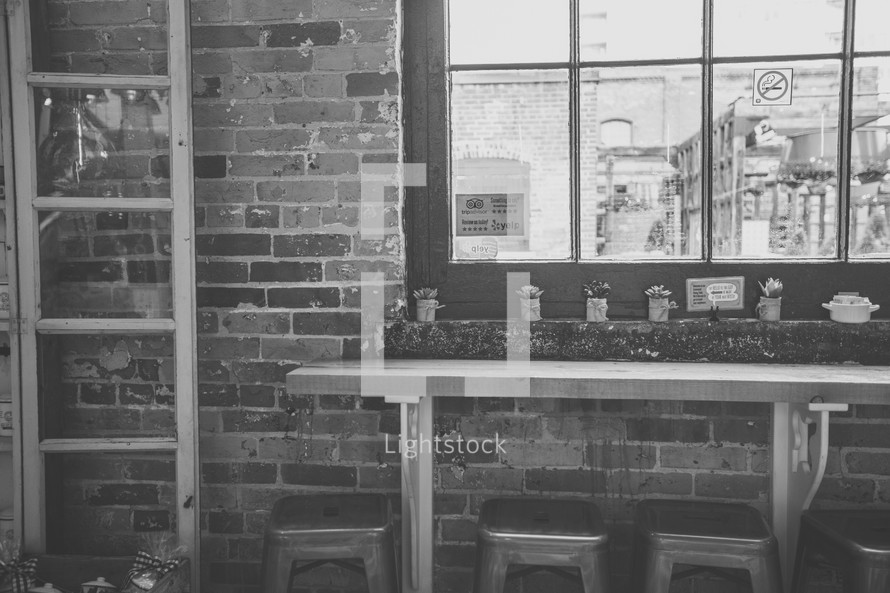 stools and bar at a cafe 