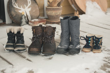 boots on a snowy porch 