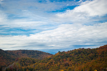 clouds over fall mountains 