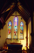 alter and stained glass windows 