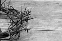 crown of thorns on a wood background 