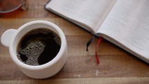 black coffee and opened Bible